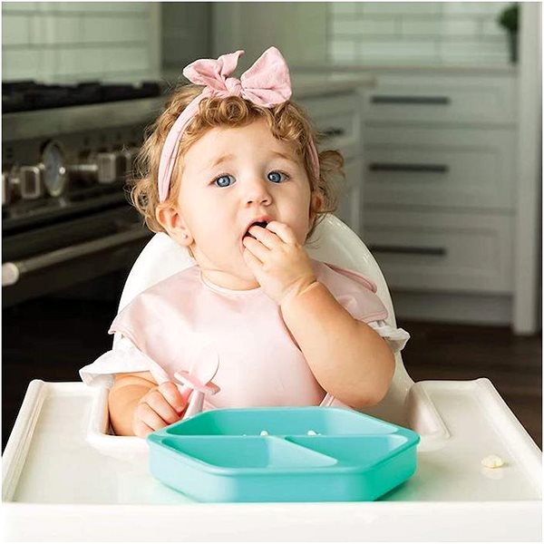 Baby plate Tiny Twinkle Plate with lid Mint .