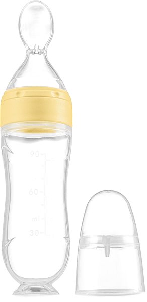 Kidnort Retter baby bottle with spoon yellow .