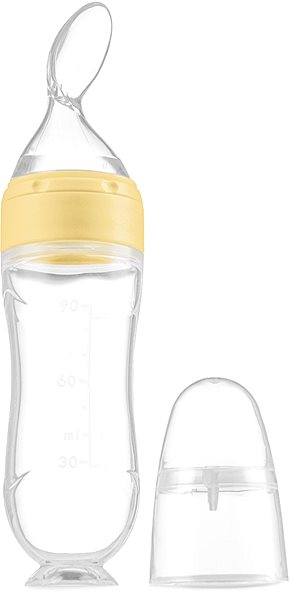 Kidnort Retter baby bottle with spoon yellow .