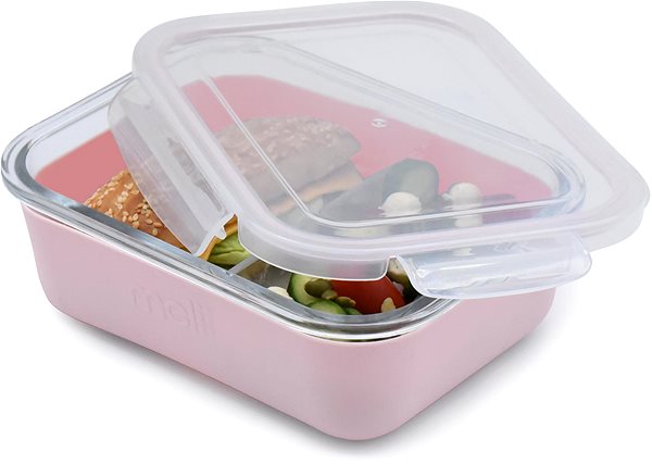 Snack Box Melii Glass lunch container with silicone sleeve pink ...