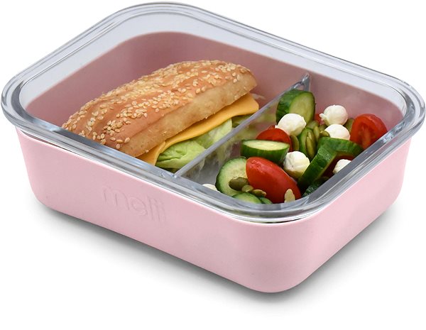 Snack Box Melii Glass lunch container with silicone sleeve pink ...