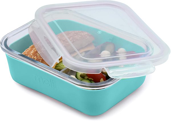 Snack Box Melii Glass lunch container with silicone sleeve blue ...