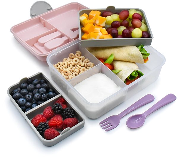 Lunch Box Melii Double tier snack box pink ...