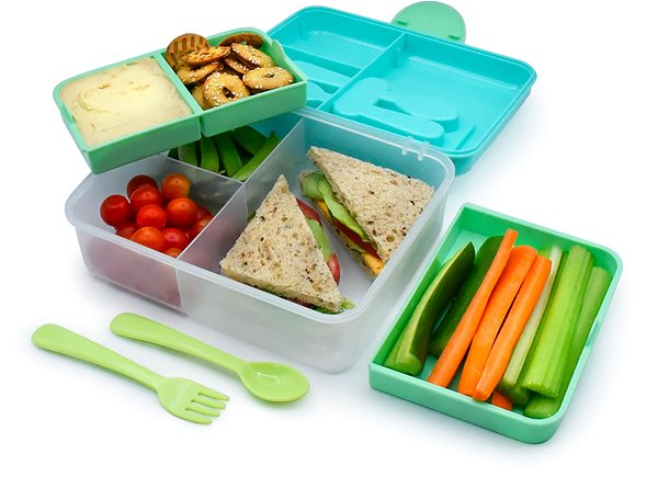 Lunch Box Melii Double tier snack box teal ...