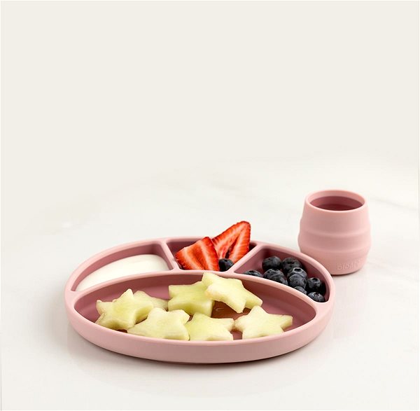 Bibado children's plate Bibado Divided plate with suction cup Blush .