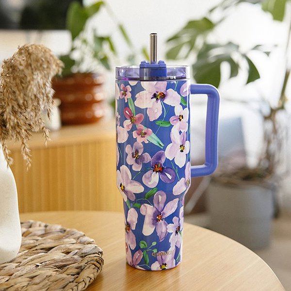 Thermal Mug Quokka Stream with straw 1200 ml Flower Dusk ...