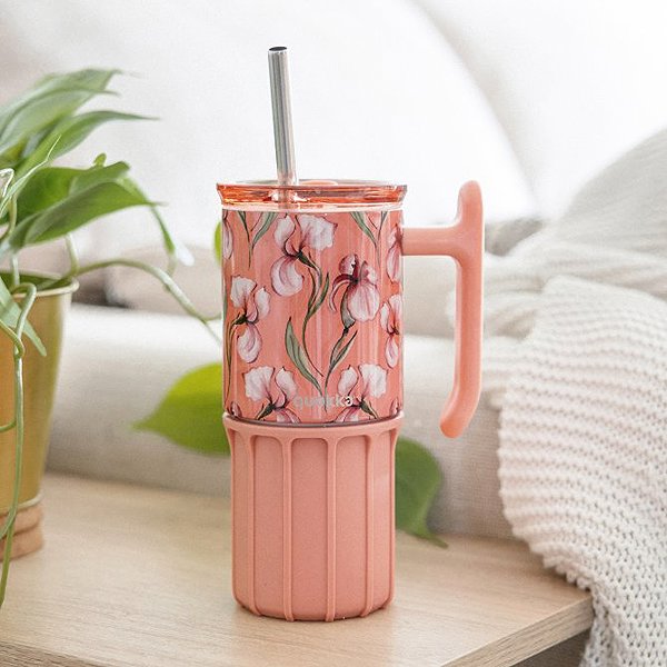 Thermal Mug Quokka Umi with straw 720 ml Floral Coral ...
