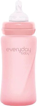 Dojčenská fľaša Everyday Baby fľaša so slamkou sklo 240 ml Rose Pink ...