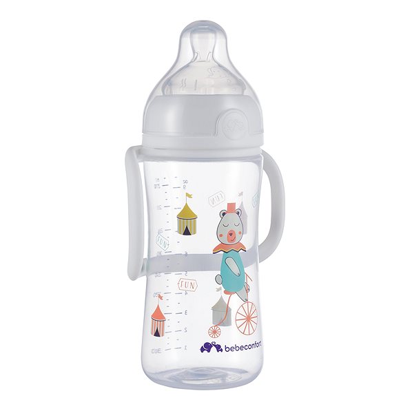 Dojčenská fľaša Bebeconfort Emotion s držadlami White 270 ml, 6 m+ ...