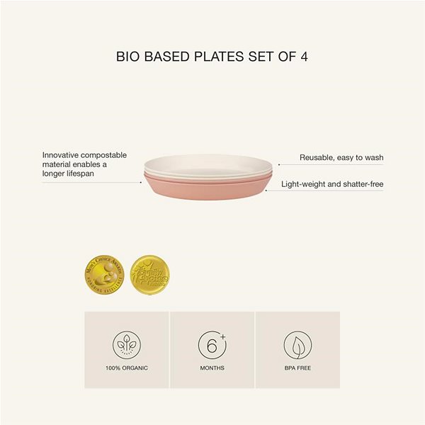 Gyerek tányér Citron tányérkészlet bio anyagból, rózsaszín/krémszínű ...