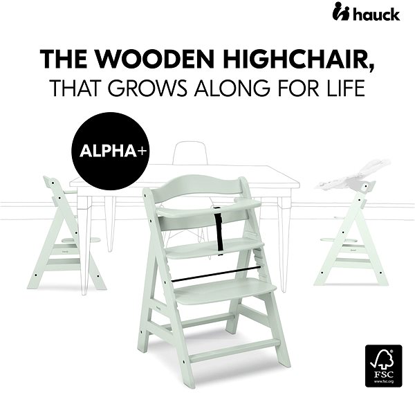 Stolička na kŕmenie Hauck Alpha+ drevená stolička Mint ...