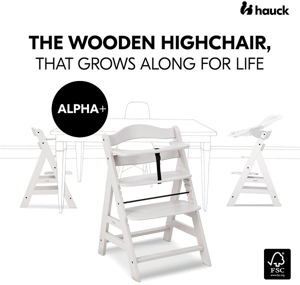 Etetőszék Hauck Alpha+ fa szék, Creme ...