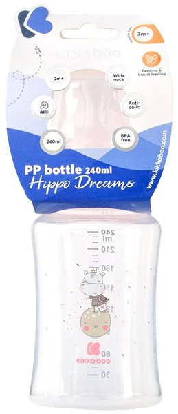 Dojčenská fľaša KikkaBoo Fľaša Hippo Dreams 240 ml Pink ...