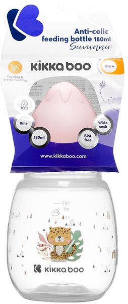 Dojčenská fľaša KikkaBoo Fľaša Savanna 180 ml Pink ...