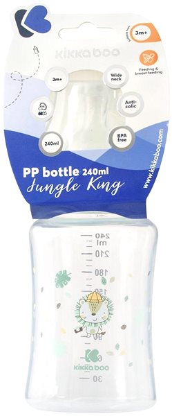 Dojčenská fľaša KikkaBoo Fľaša Jungle King 240 ml Mint ...