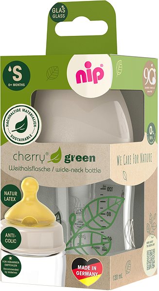 Dojčenská fľaša Nip Cherry Green sklenená fľaša 120 ml dievča ...