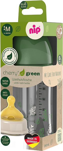 Dojčenská fľaša Nip Cherry Green sklenená fľaša 240 ml chlapec ...