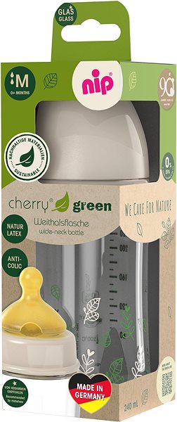 Dojčenská fľaša Nip Cherry Green sklenená fľaša 240 ml dievča ...