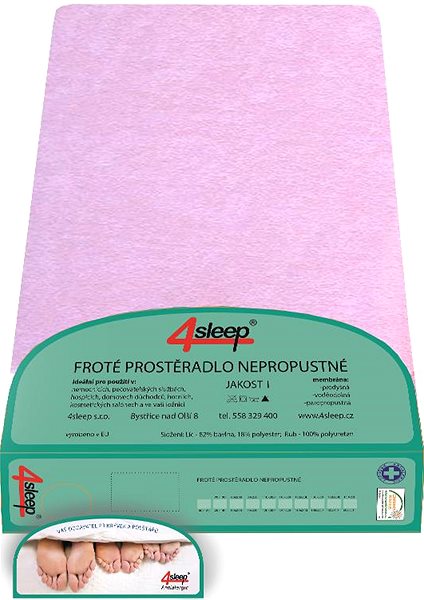 Prostěradlo 4sleep froté prostěradlo nepropustné s gumičkou, 60 × 120 - Růžové ...