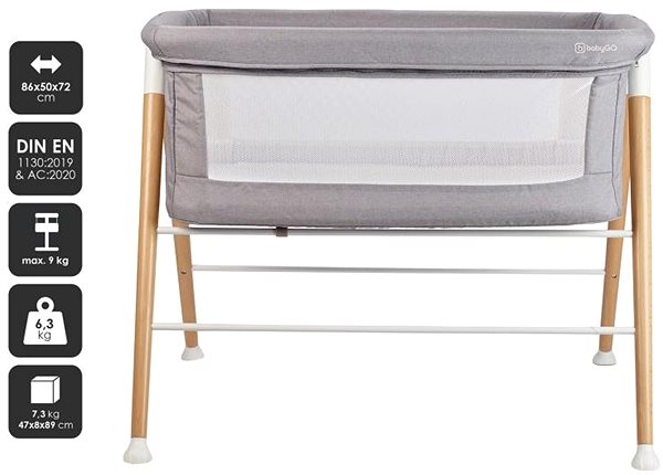 Dětská postýlka BabyGo Good Night Grey ...