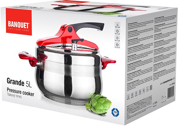 Pressure Cooker Pressure Cooker GRANDE Red 5l, Belly Shape A12973 Packaging/box