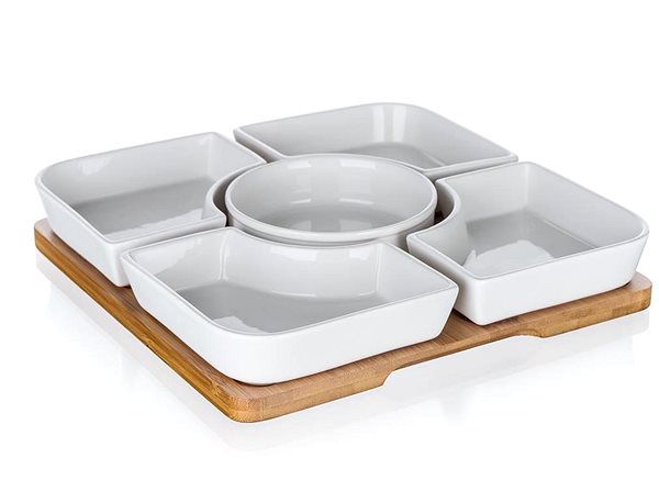 Schüssel Banquet BRILLANTE Bambusschalen-Set - 24,5 cm x 24,5 cm x 4,5 cm - 5 + 1 Stück ...