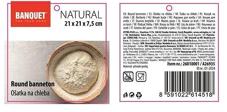 Ošatka na chleba BANQUET NATURAL Ošatka 21 × 21 × 7,5 cm čtyřlístek kulatá na kynutí chleba ...