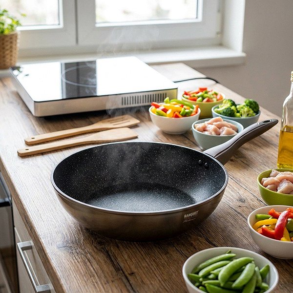 Wok Pan BANQUET WOK pan with non-stick surface METALLIC PLATINUM 28 × 7,8 cm ...