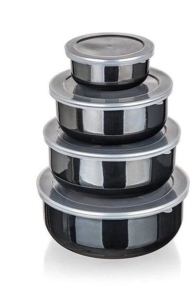 Set of bowls BANQUET METALLIC Set of enamel bowls Black 8 pcs .