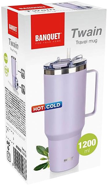 Thermal Mug BANQUET TWAIN Stainless steel thermo mug 1200 ml with handle, lilac ...
