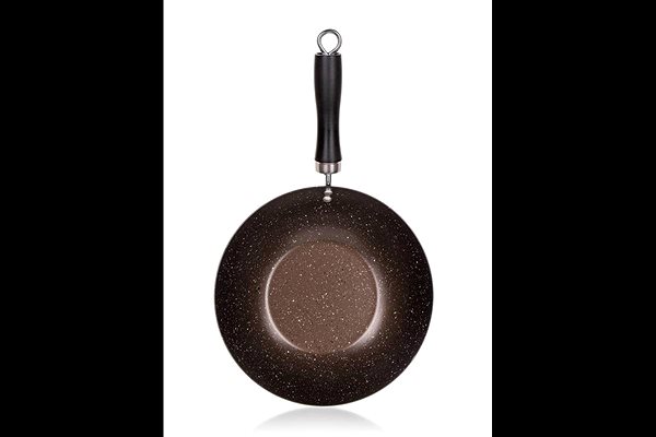 Wok BANQUET GRANITE WOK Pan with Non-stick Surface, Brown 25cm ...