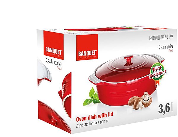 Sütőtál BANQUET CULINARIA RedForma ovális sütőedény fedővel, 36,5 × 25 × 14,5 cm ...