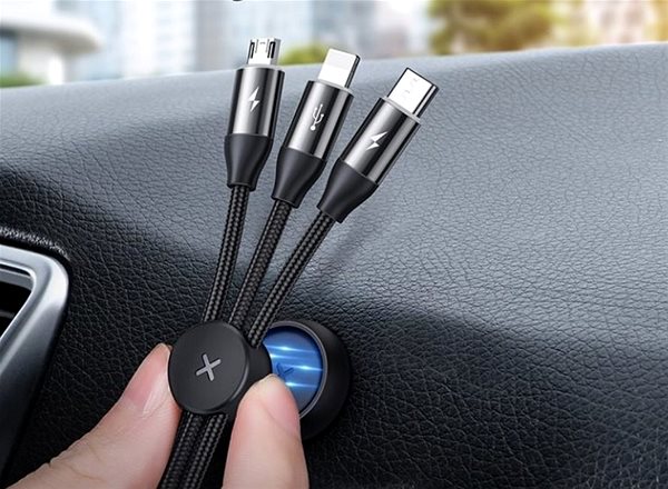 Adatkábel Baseus Car Co-sharing 3in1 Cable USB 3.5A 1m Black ...