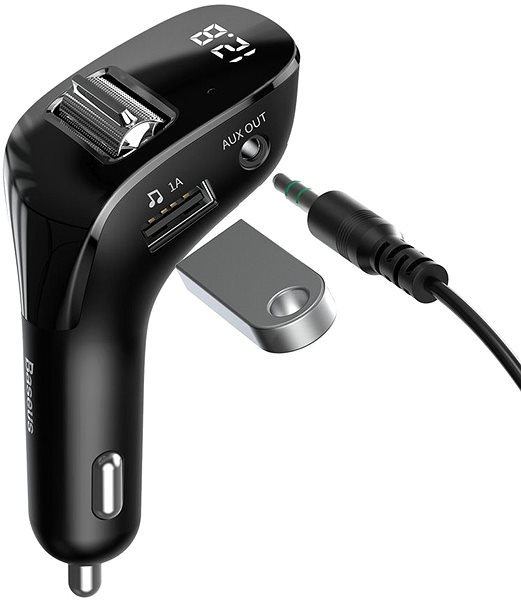 Car Charger Baseus Streamer F40 AUX Wireless MP3 FM Transmitter Car Charger 15W, Black Connectivity (ports)