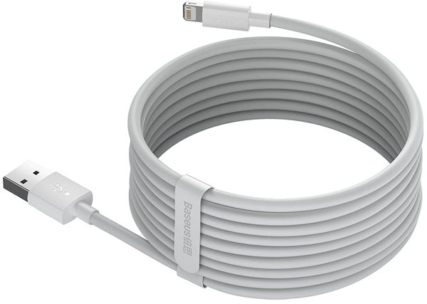 Dátový kábel Baseus Simple Wisdom Lightning Data Cable 1,5 m White (2 ks) Bočný pohľad