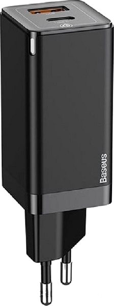 Hálózati adapter Baseus GaN Quick Travel Charger 45W + Type-C (USB-C) Cable 60W 1m Black Oldalnézet