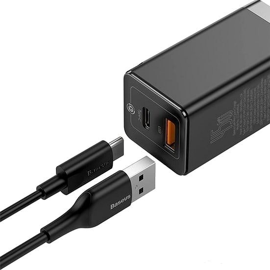 Nabíjačka do siete Baseus GaN Quick Travel Charger 45 W + Type-C (USB-C) Cable 60 W 1 m Black Vlastnosti/technológia