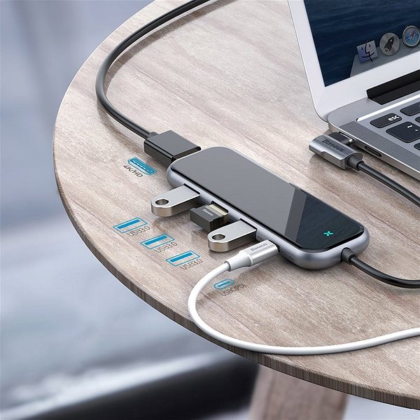 Port Replicator Baseus Multi-functional HUB (USB-C to 3xUSB3.0+HD4K+PD) Grey Connectivity (ports)
