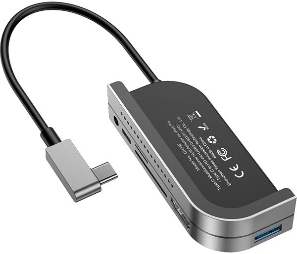 USB Hub Baseus Multifunctional USB-C HUB CAHUB-WJ0G, Dark gray Seitlicher Anblick
