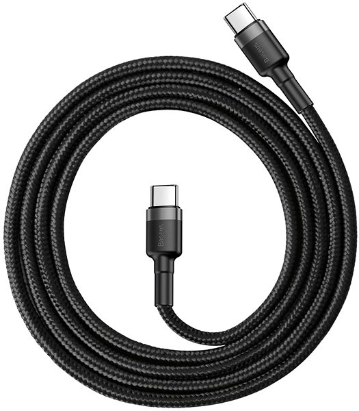 Data Cable Baseus 60W Flash Charging USB-C Cable, 1m Grey/Black Screen