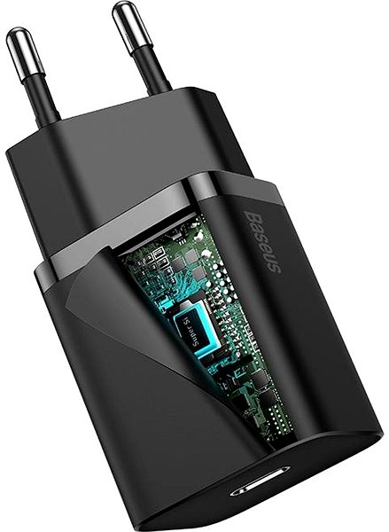 Nabíjačka do siete Baseus Super SI sada adaptéra USB-C 20W a kábla USB-C do Lightning 1 m, čierna ...