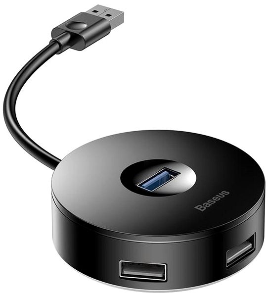 USB Hub Baseus Round Box HUB Adapter 10 cm - schwarz Seitlicher Anblick