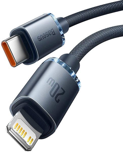 Adatkábel Baseus Crystal Shine Series USB-C to Lightning 20W, 1,2m, fekete ...