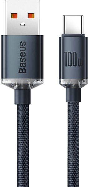 Adatkábel Baseus Crystal Shine Series USB-A to USB-C 100W, 1,2m, fekete ...