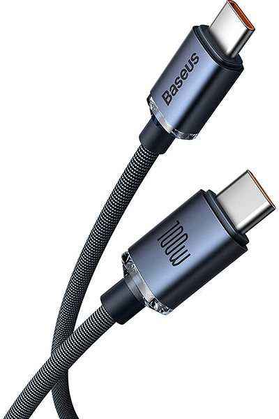 Adatkábel Baseus Crystal Shine Series USB-C to USB-C 100W, 1,2m, fekete ...