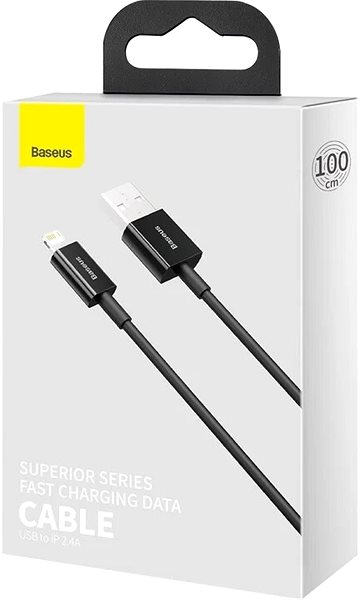 Dátový kábel Baseus Superior Series rýchlonabíjací kábel USB/Lightning 2,4 A 1 m čierny Obal/škatuľka