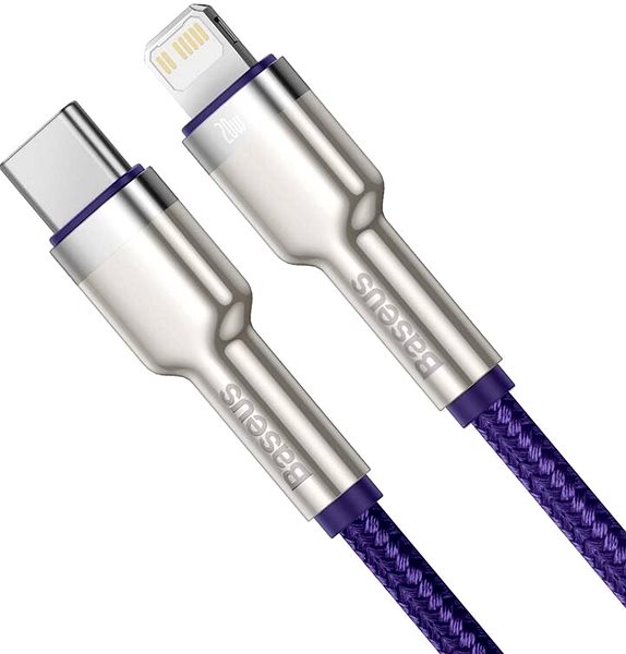 Dátový kábel Basesu Cafule Series nabíjací/dátový kábel USB-C na Lightning PD 20 W 1 m, fialový ...
