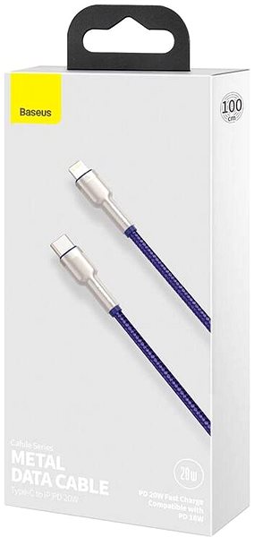 Datový kabel Basesu Cafule Series nabíjecí / datový kabel USB-C na Lightning PD 20W 1m, fialová Obal/krabička