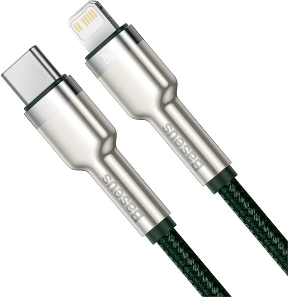 Dátový kábel Basesu Cafule Series nabíjací/dátový kábel USB-C na Lightning PD 20 W 2 m, zelená ...