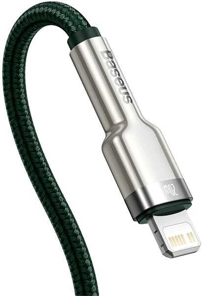 Dátový kábel Basesu Cafule Series nabíjací/dátový kábel USB-C na Lightning PD 20 W 2 m, zelená Bočný pohľad